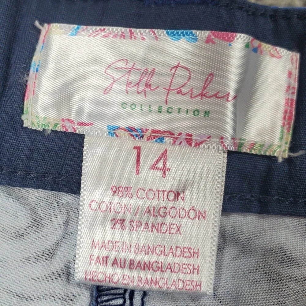 Stella Parker Icon Chino Shorts Womens 14 Blue Seashell‎ Coastal Nautical Preppy